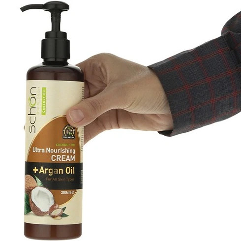 کرم مرطوبکننده پمپی شون حاوی روغن نارگیل و روغن آرگان حجم 300ml
